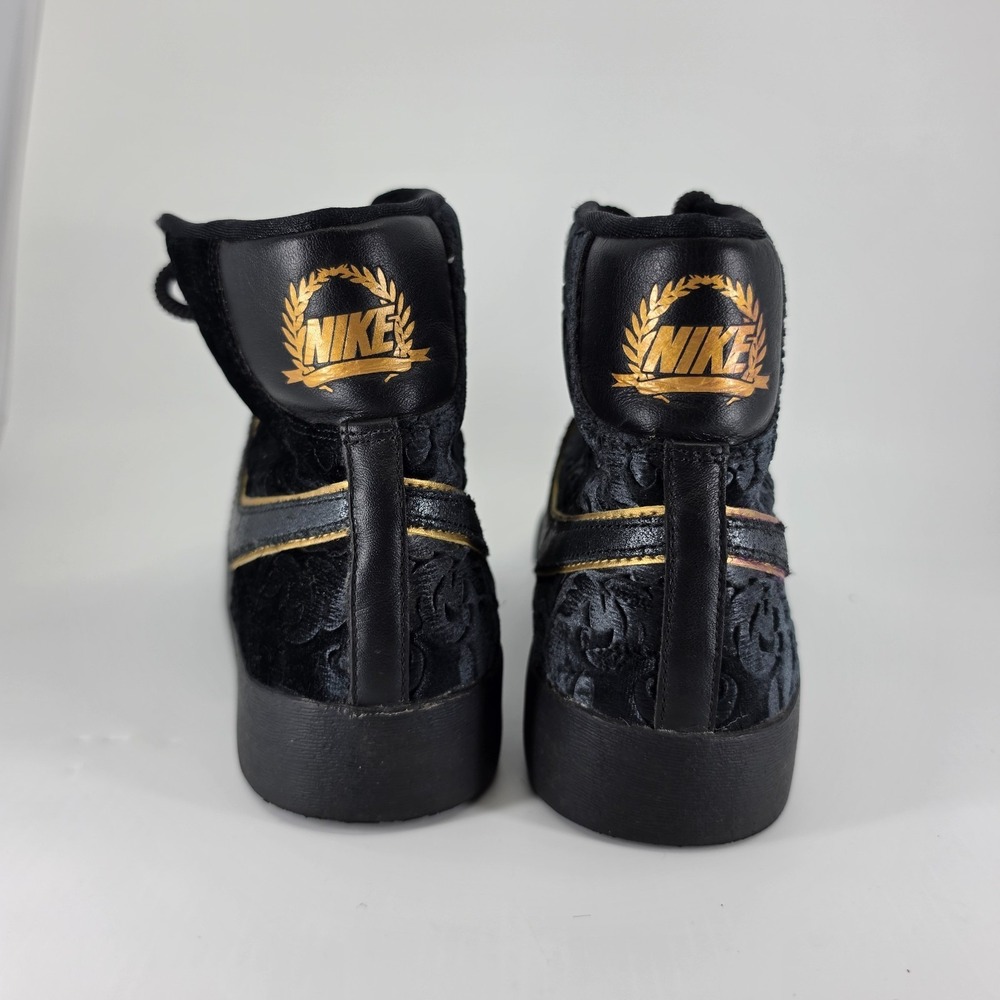 Nike Blazer Mid Black VELVET Floral Metallic Gold Sneakers AV8437 Womens 11 - Picture 5 of 10